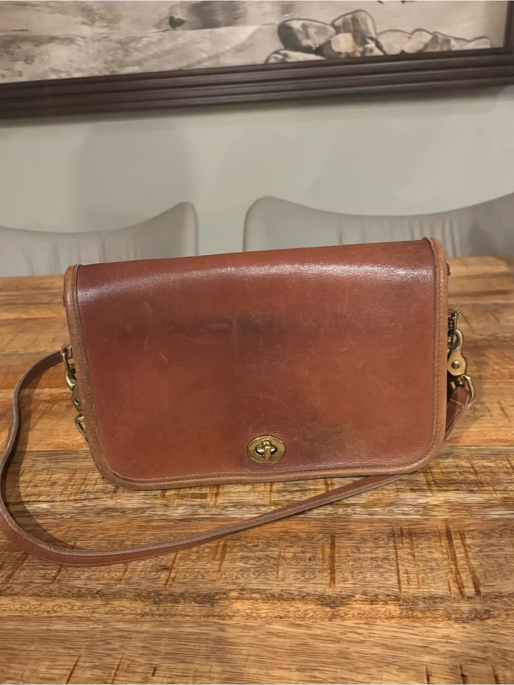 Vintage Coach 9755 Pocket Purse Brown Leather Crossbody Bag Made USA